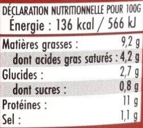 Langue de bœuf sauce piquante nutrition facts table