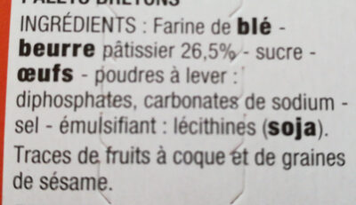 Palets bretons ingredients label