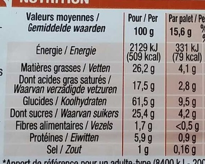 Palets bretons nutrition facts table