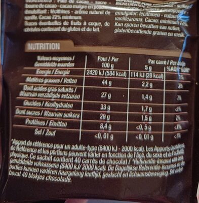 Chocolat noir 72% Cacao