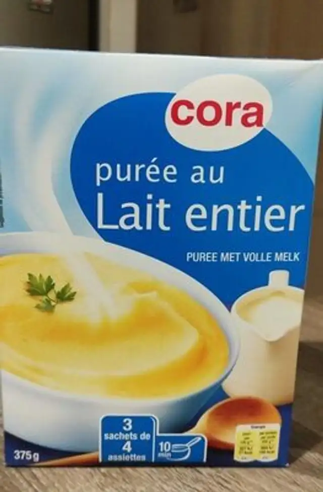 Purée au lait entier front packaging
