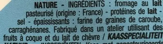 Cora Fromage Frais Nature ingredients label