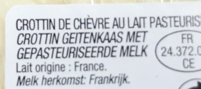Crottin de Chèvre ingredients label