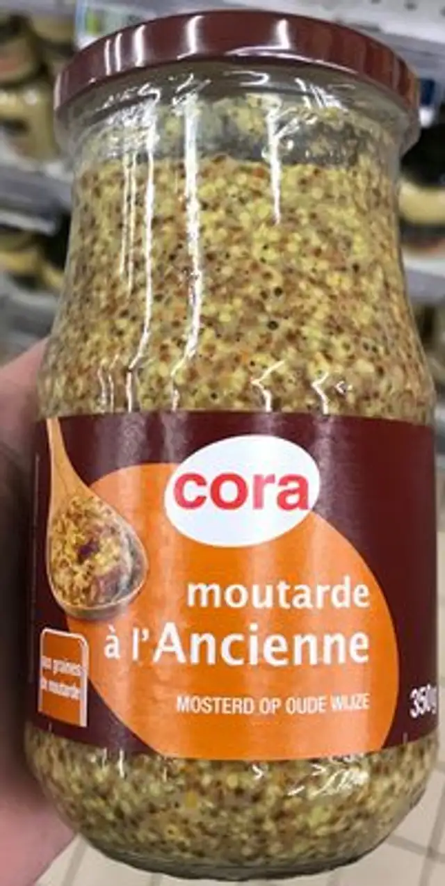 Moutarde à l'ancienne aux graines de moutarde front packaging