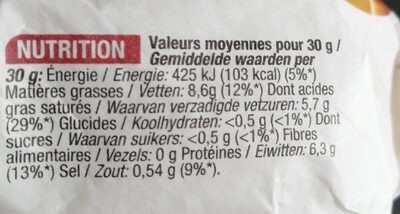 Petit saint paulin nutrition facts table