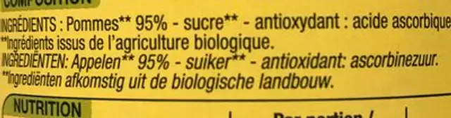 Compote de pomme ingredients label