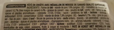Pâte en croûte Richelieu avec médaillon de mousse de canard ingredients label
