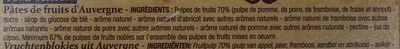 Pâtes de fruits d'Auvergne 5 saveurs ingredients label
