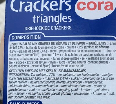 Crackers Triangles ingredients label