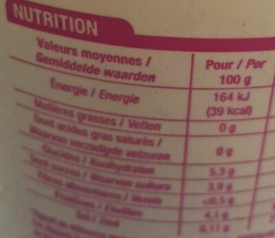 Faisselle Moulee a La Louche , 0% Fett nutrition facts table