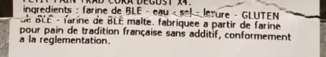 Petits pains X4 Tradition Française ingredients label