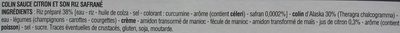 Colin d'Alaska sauce citron et son riz safrané ingredients label