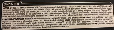 Couscous poulet & merguez ingredients label
