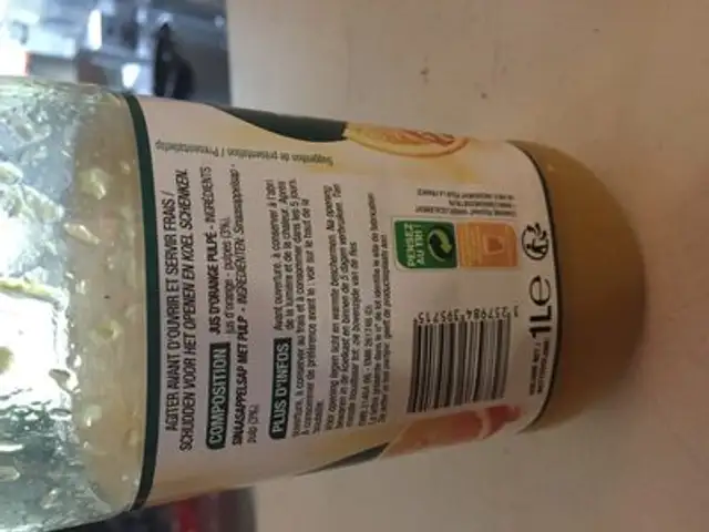 100% Pur Jus d'orange ingredients label