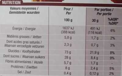 Duo de billes choco nutrition facts table