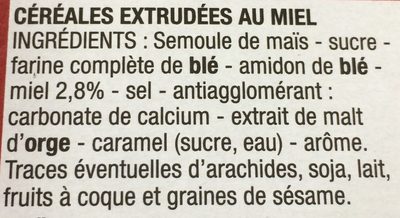 Carrés miel ingredients label