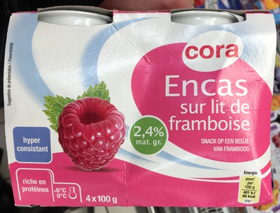 Encas sur lit de framboise (2,4% MG) front packaging