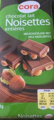 Chocolat au lait aux noisettes entières