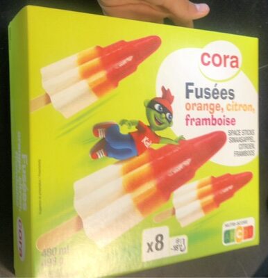 Fusées orange, citron, framboise front packaging