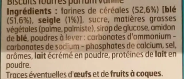 Belle France - Goûters parfum vanille ingredients label