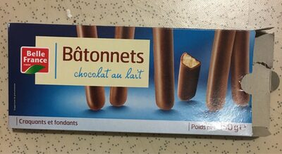 Bâtonnets chocolat au lait front packaging