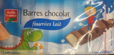 Barre chocolat fourré lait front packaging