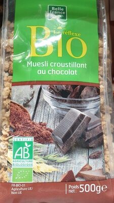 Musli croustillant au chocolat bio front packaging