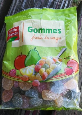 Gommes fruits du verger front packaging