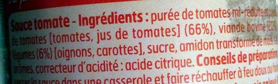 Sauce Bolognaise ingredients label