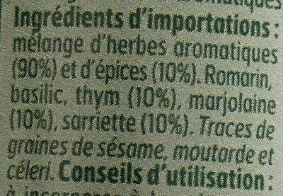 Herbes de Provence ingredients label