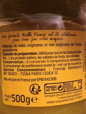 Miel de fleurs crémeux ingredients label
