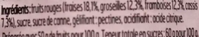 Confiture 4 fruits rouges ingredients label