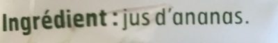 Jus d'ananas ingredients label