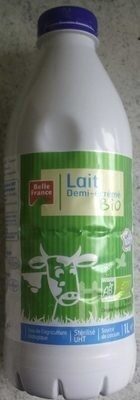 Lait demi-ecreme bio front packaging
