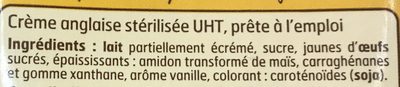 Crème anglaise ingredients label