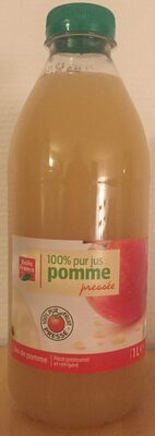 100% pur jus pomme pressée front packaging
