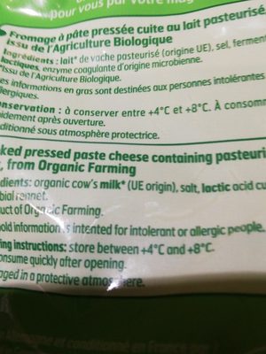 Emmental râpé ingredients label