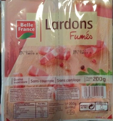 Lardons Fumes 2X100G Bf, front packaging