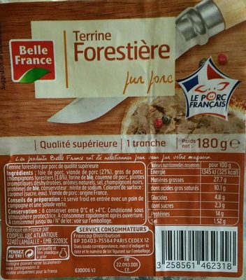 Terrine forestière pur porc