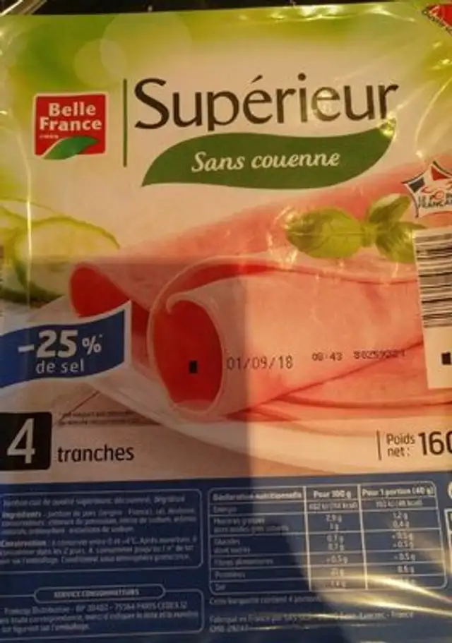 Supérieur sans couenne front packaging