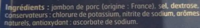 Supérieur sans couenne ingredients label