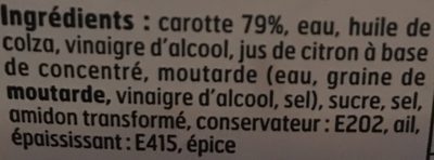 Carottes Râpées Assaisonnées ingredients label