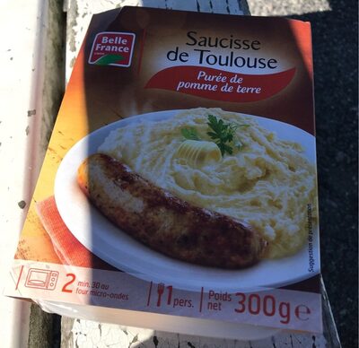 Saucisse de Toulouse purée de pomme de terre front packaging