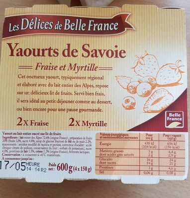 Yaourts de Savoie fraise et myrtilles