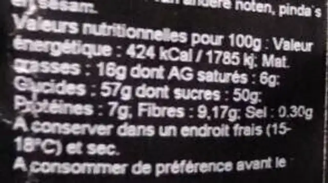 Mélange bio superfruit nutrition facts table