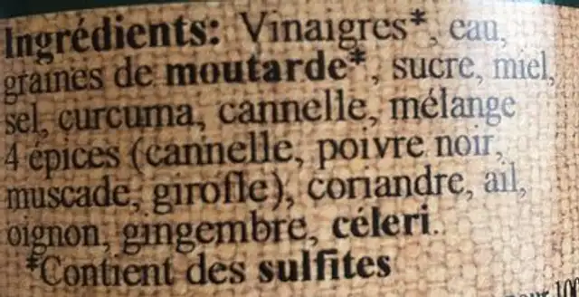 Moutarde douce aux aromates ingredients label