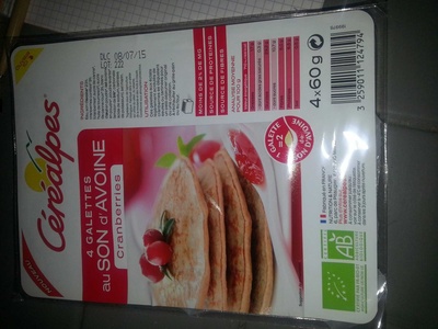 4 Galettes au Son d'Avoine Cranberries