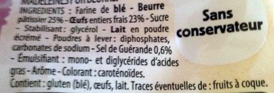 Madeleines Bretonnes (25g) ingredients label