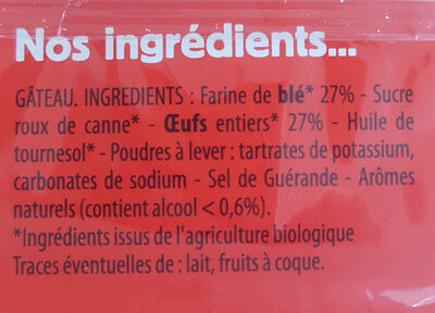 Le moelleux bio nature ingredients label