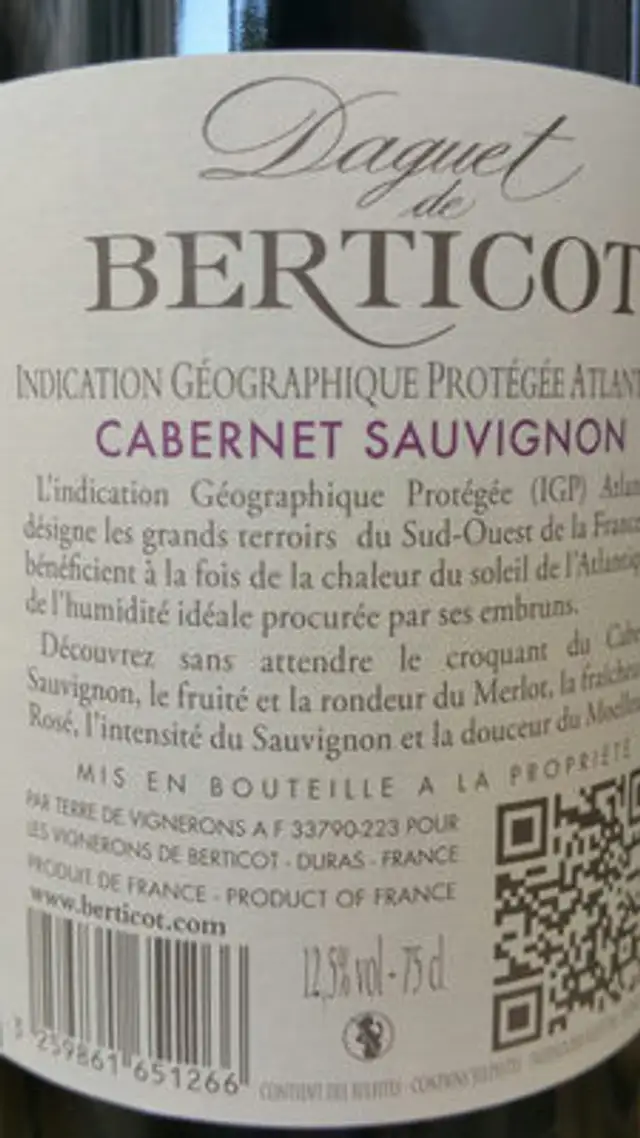 Cabernet sauvignon nutrition facts table